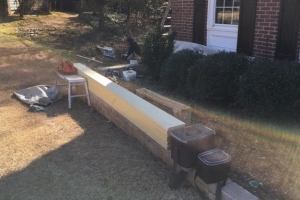 neatly stacked wood piles